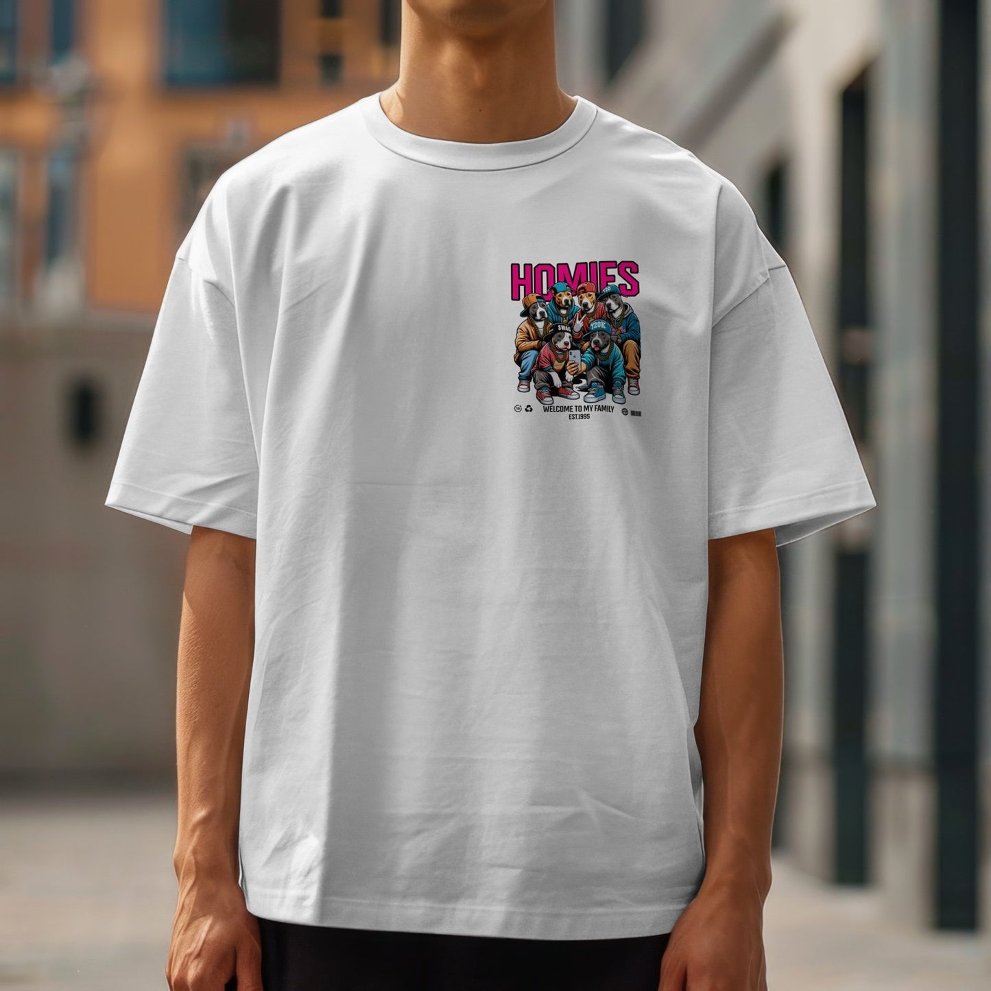 Homies del Guau - Camiseta Oversize Blanca