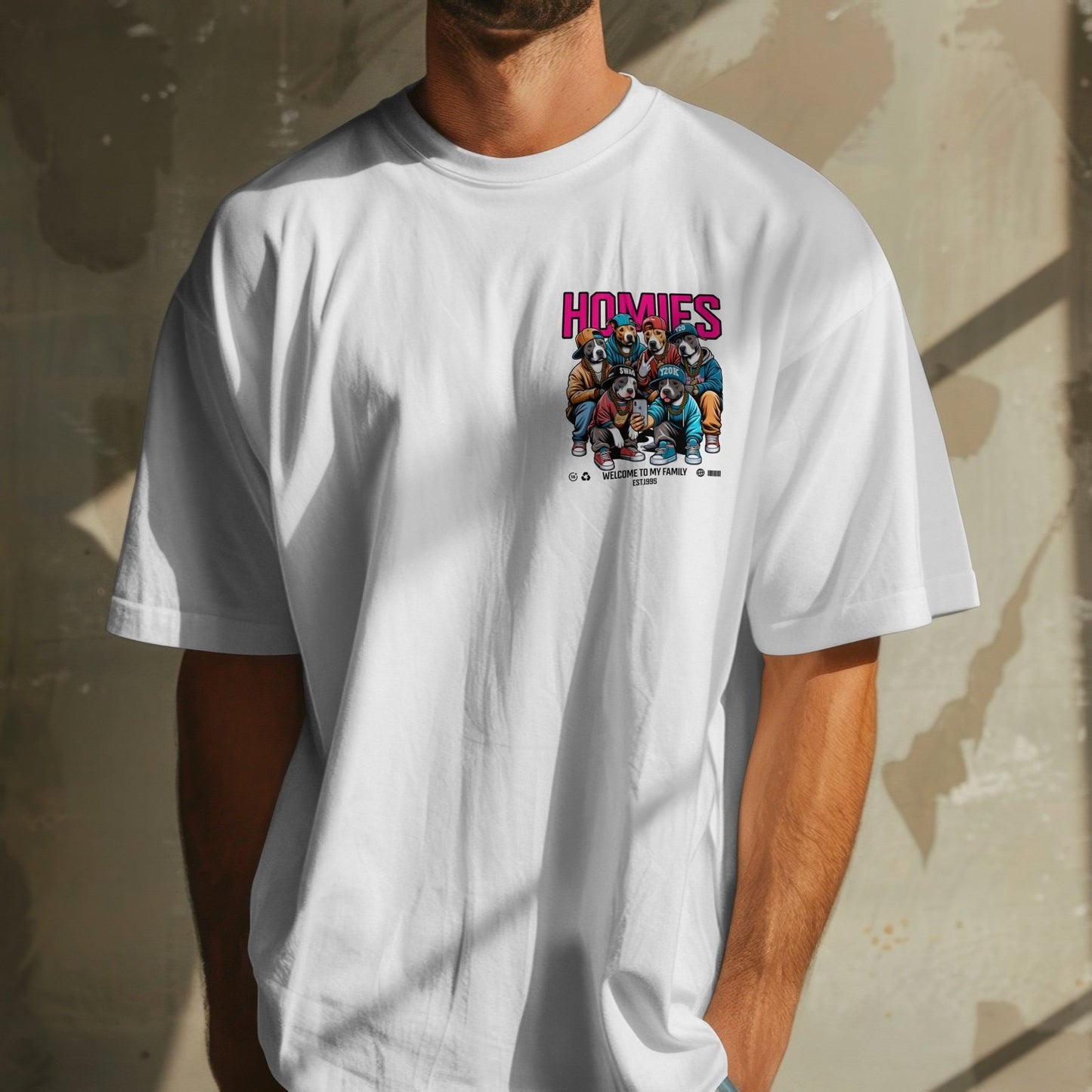 Homies del Guau - Camiseta Oversize Blanca