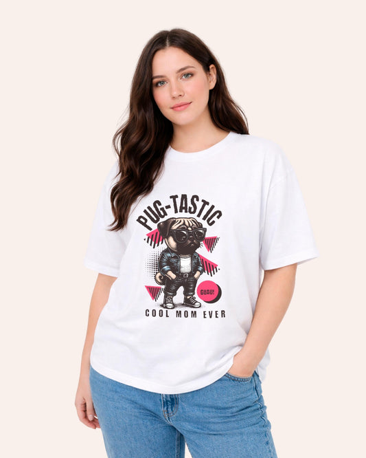 Camiseta Blanca Mujer PUG-TASTIC “Cool Mom Ever