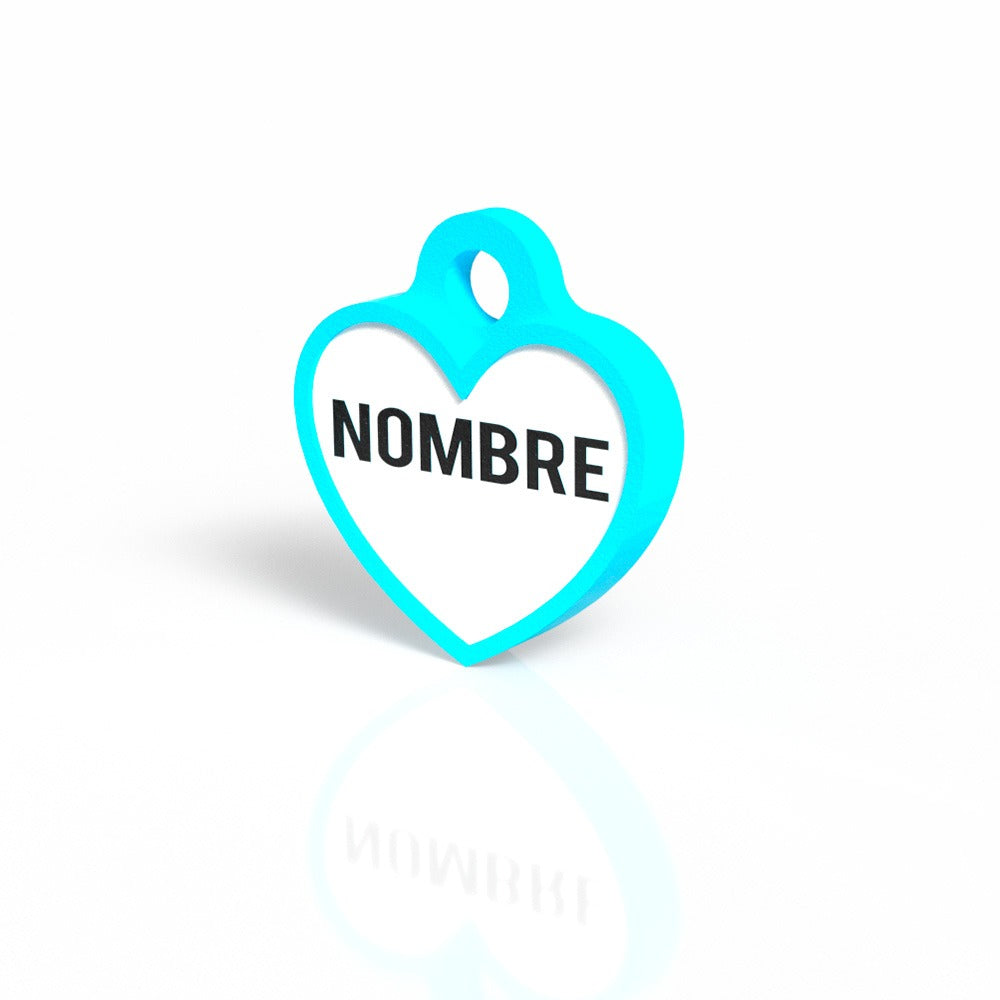 Chapita personalizada para perro – Modelo Corazón azul cielo