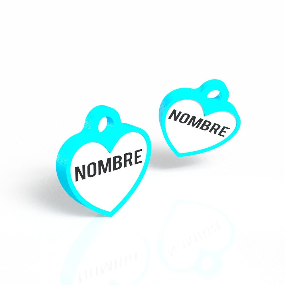 Chapita personalizada para perro – Modelo Corazón azul cielo