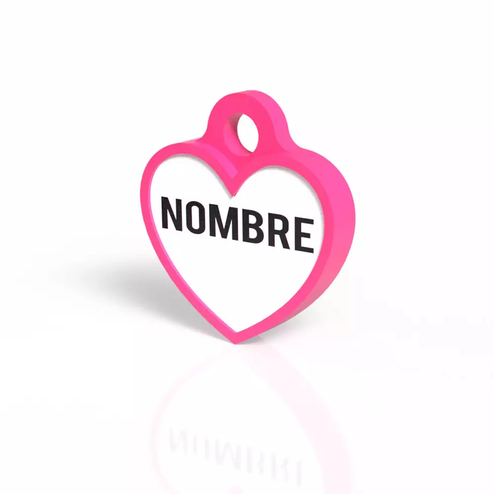 Chapita personalizada para perro – Modelo Corazón color fucsia