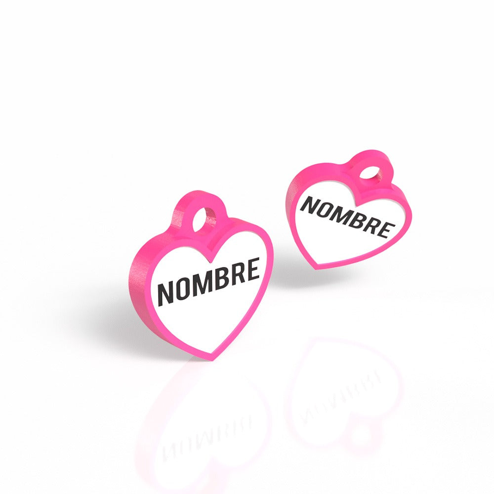 Chapita personalizada para perro – Modelo Corazón color fucsia