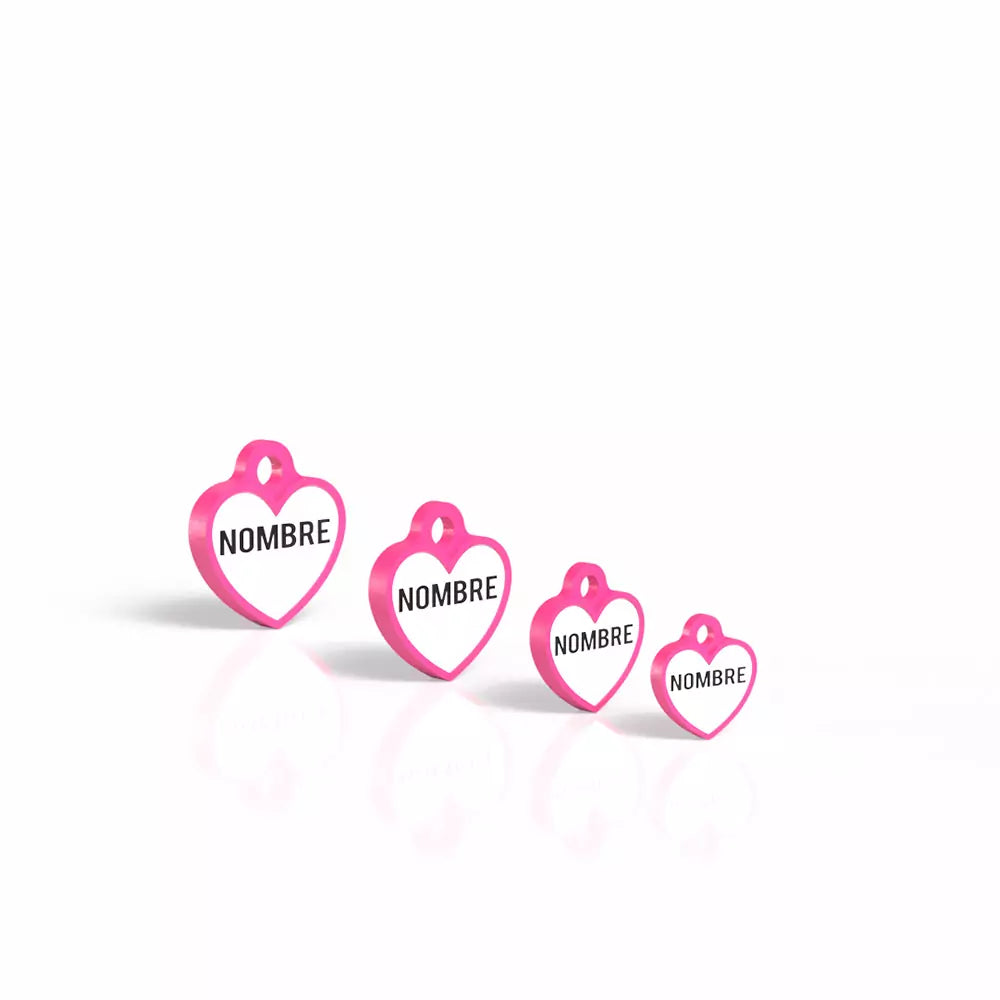 Chapita personalizada para perro – Modelo Corazón color fucsia