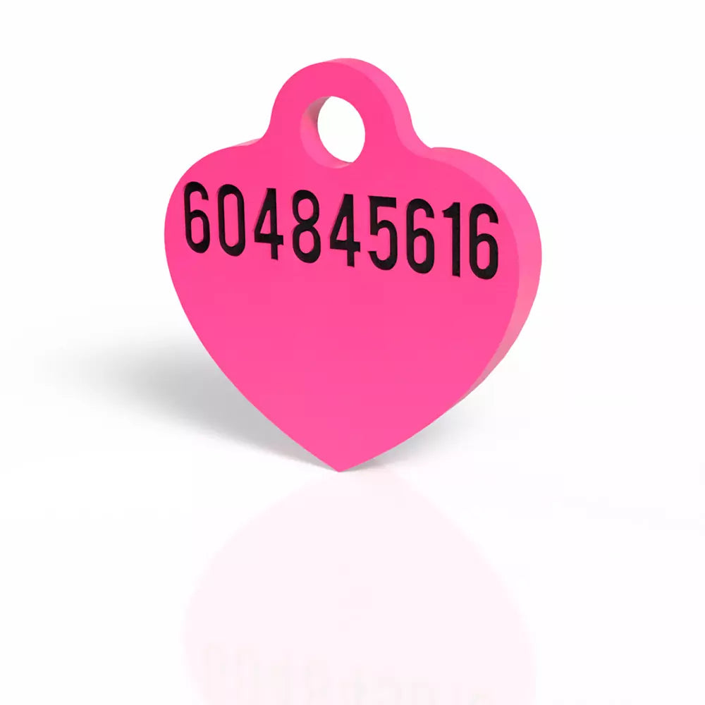 Chapita personalizada para perro – Modelo Corazón color fucsia