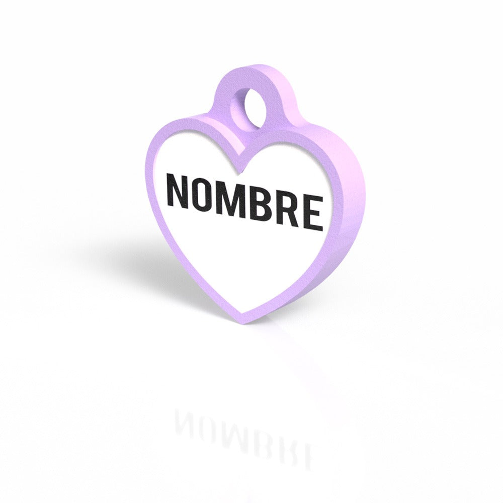 Chapita personalizada para perro – Modelo Corazón color lila