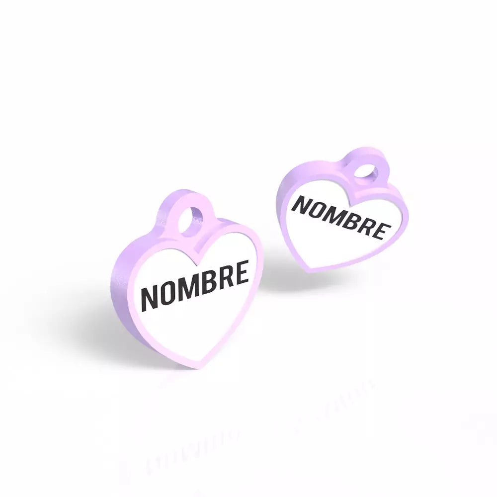 Chapita personalizada para perro – Modelo Corazón color lila