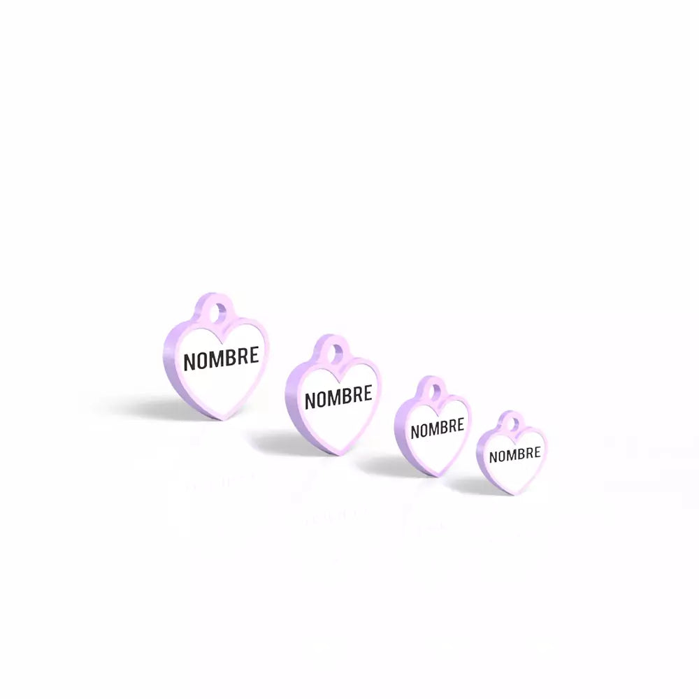 Chapita personalizada para perro – Modelo Corazón color lila