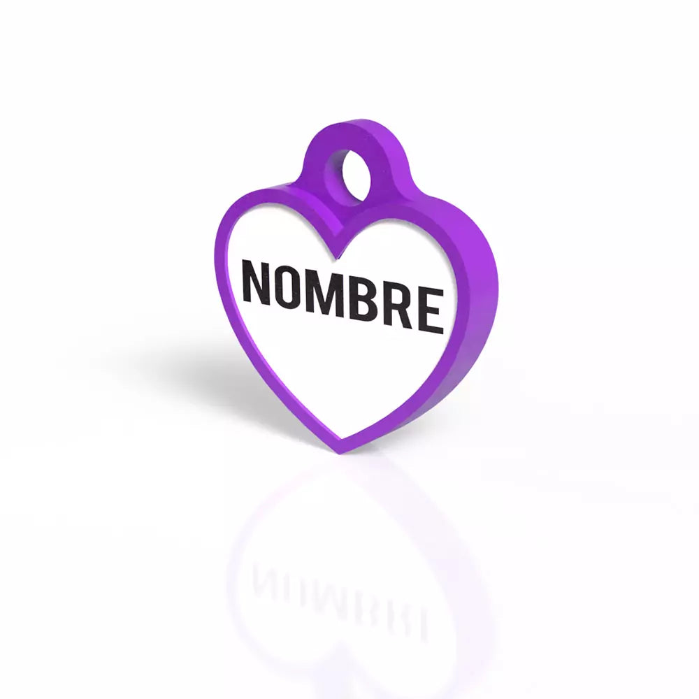 Chapita personalizada para perro – Modelo Corazón color morado