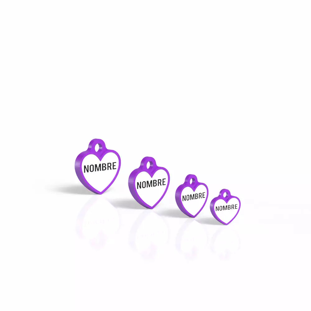 Chapita personalizada para perro – Modelo Corazón color morado