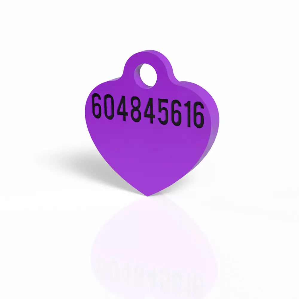 Chapita personalizada para perro – Modelo Corazón color morado