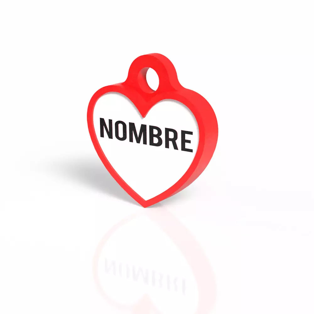 Chapita personalizada para perro – Modelo Corazón color rojo