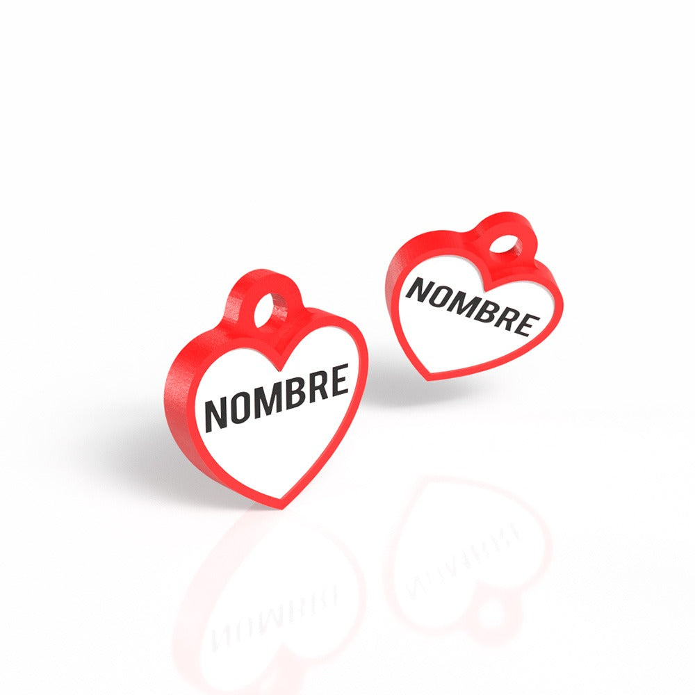 Chapita personalizada para perro – Modelo Corazón color rojo