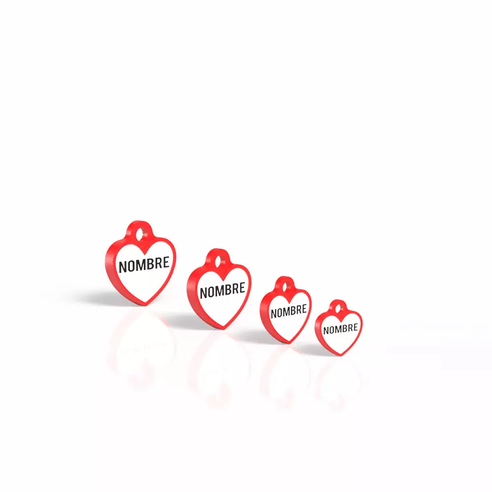 Chapita personalizada para perro – Modelo Corazón color rojo