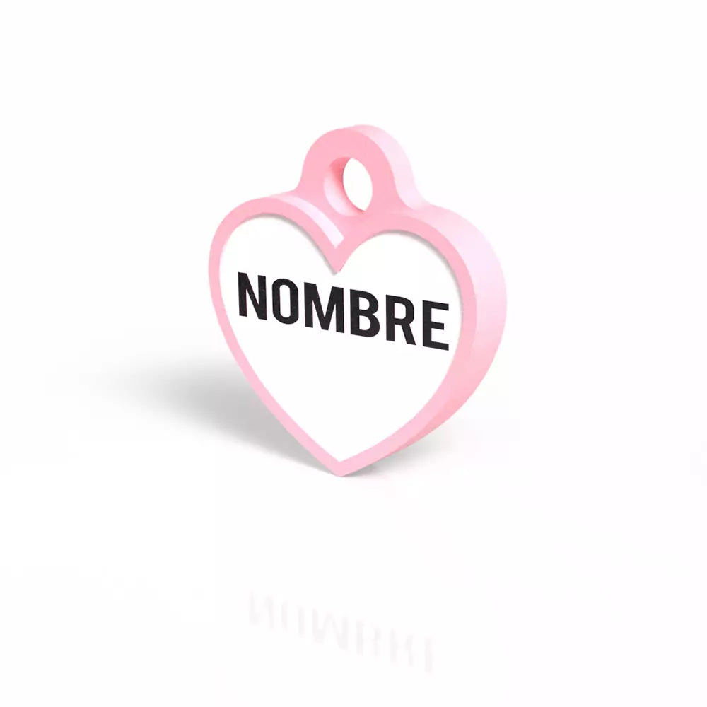 Chapita personalizada para perro – Modelo Corazón color rosa palo