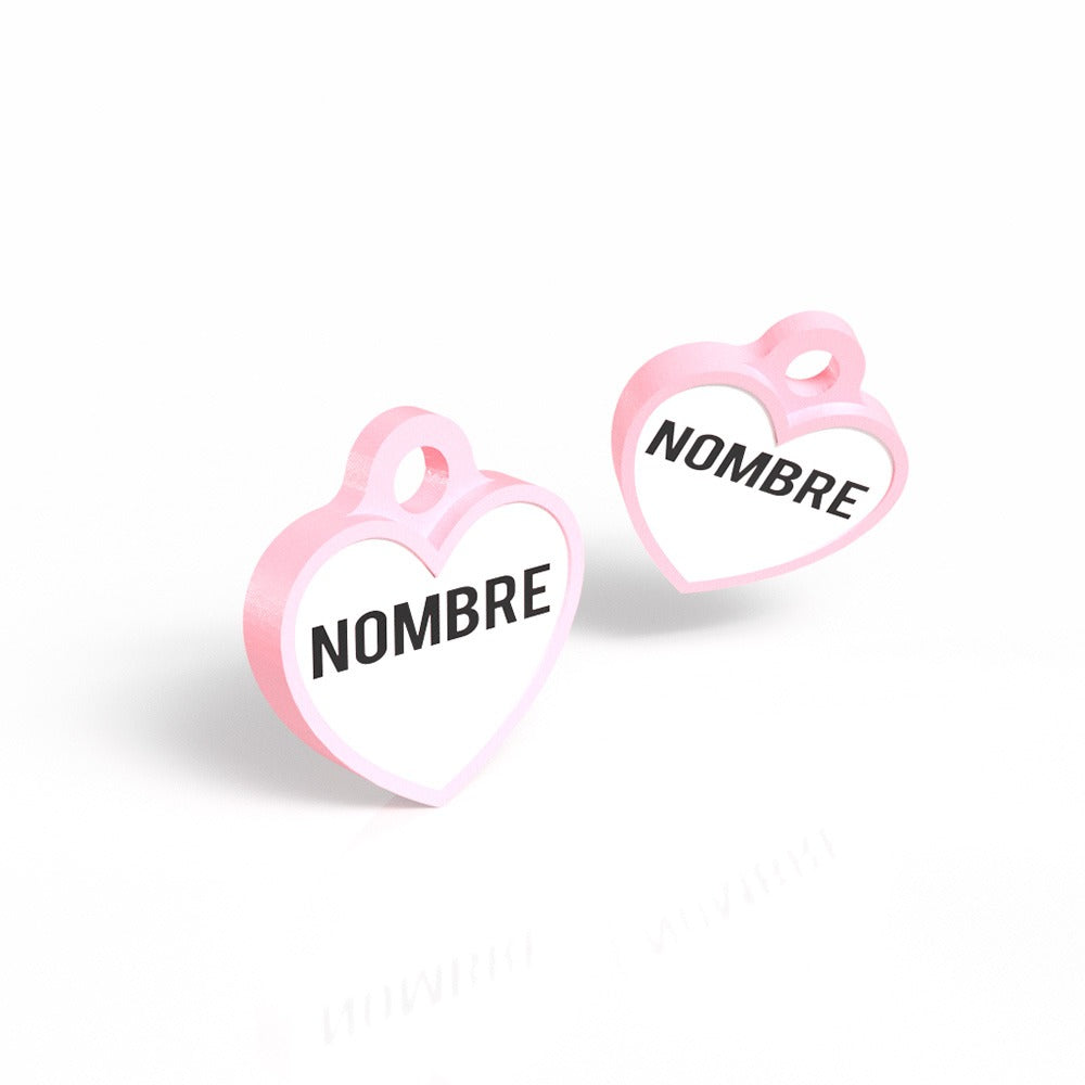 Chapita personalizada para perro – Modelo Corazón color rosa palo
