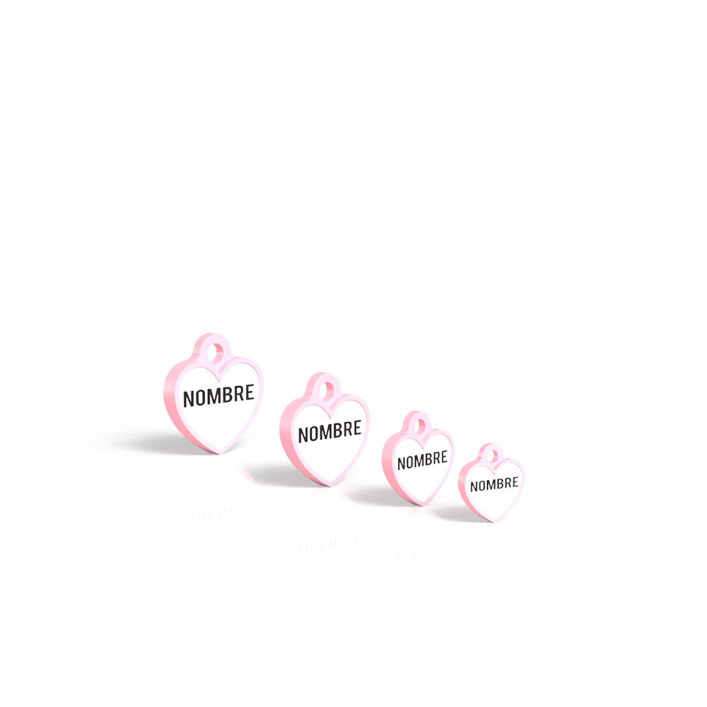 Chapita personalizada para perro – Modelo Corazón color rosa palo