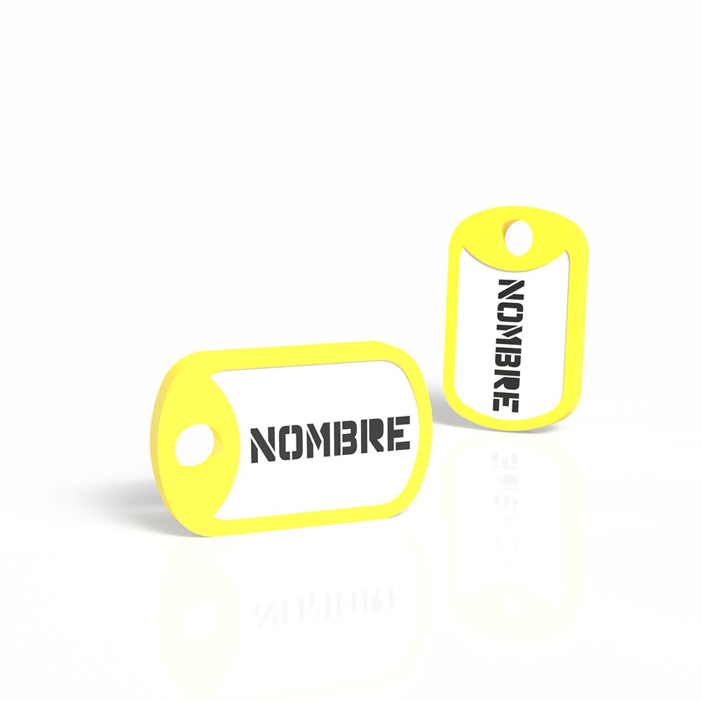 Chapita personalizada para perro – Modelo militar color amarillo