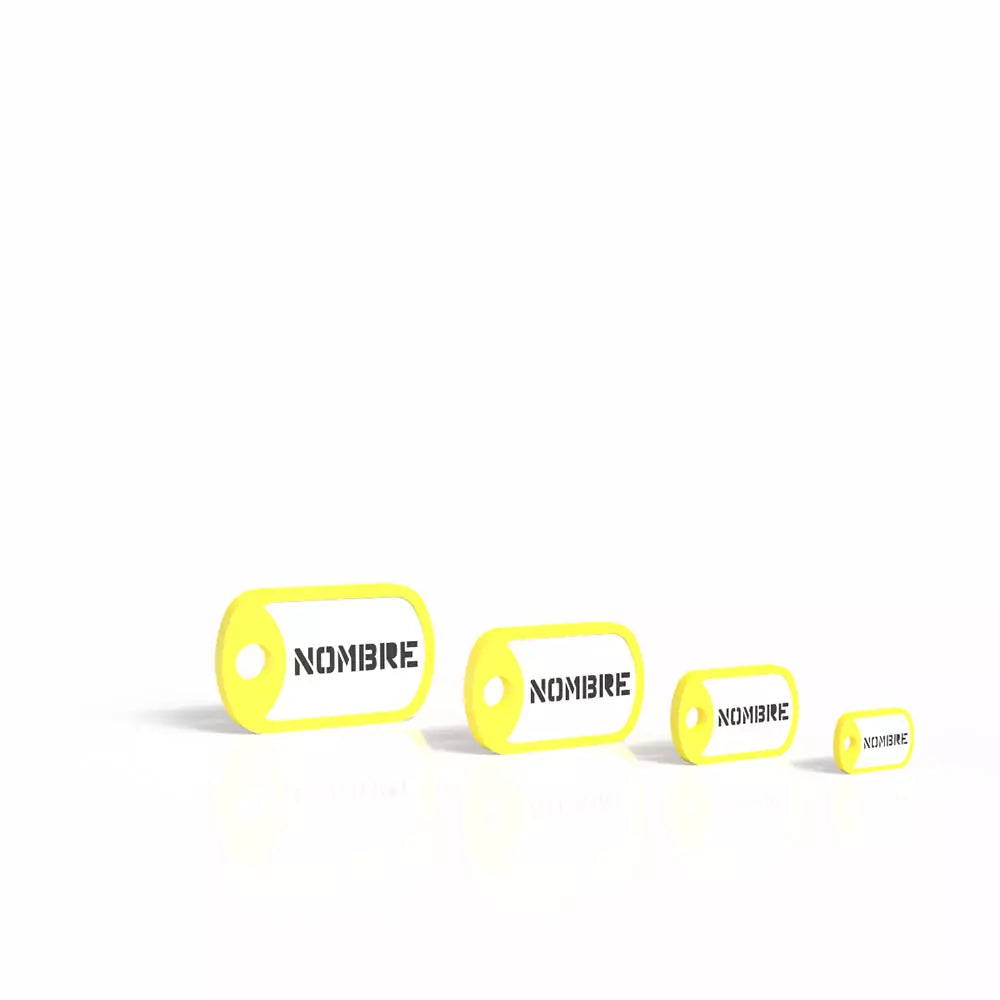 Chapita personalizada para perro – Modelo militar color amarillo