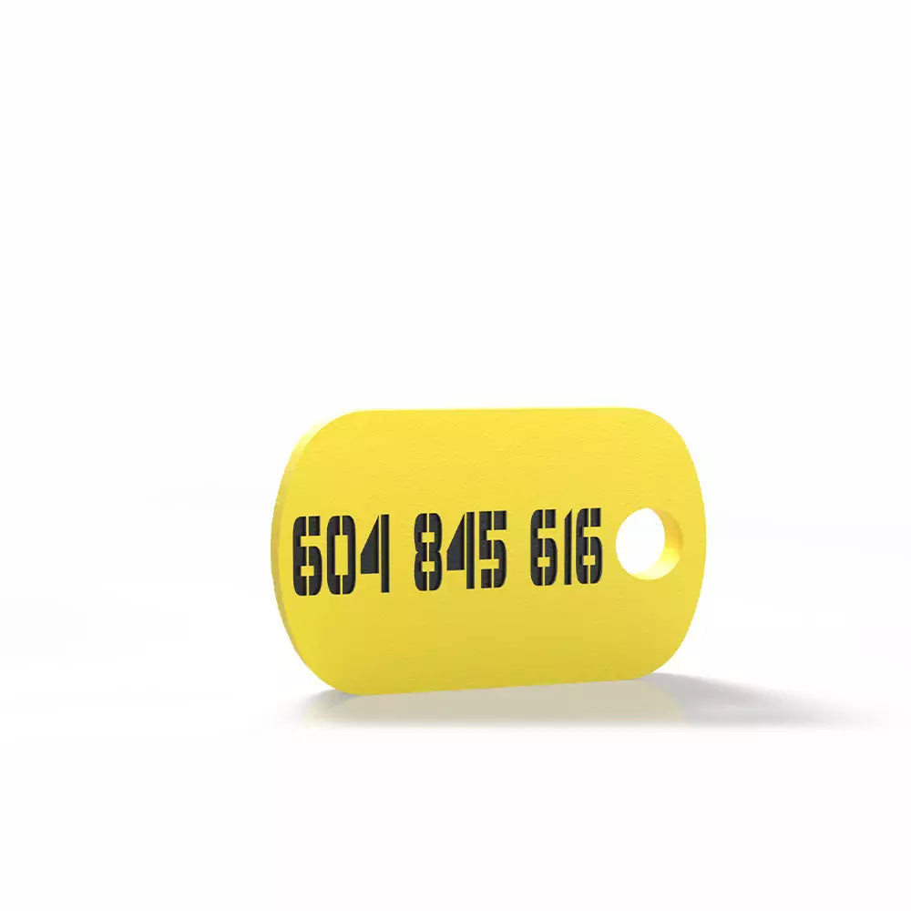 Chapita personalizada para perro – Modelo militar color amarillo
