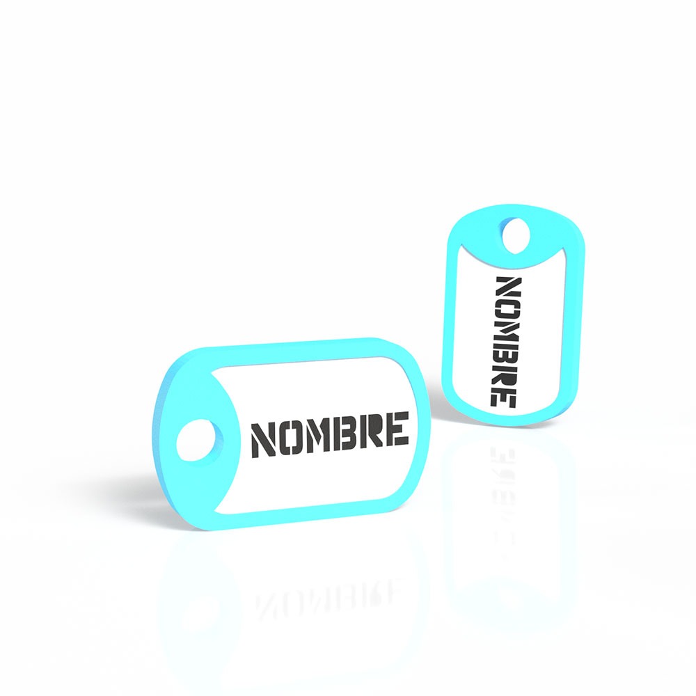Chapita personalizada para perro – Modelo militar azul cielo