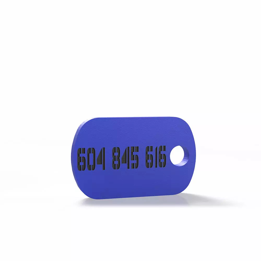 Chapita de forma militar azul eléctrico
