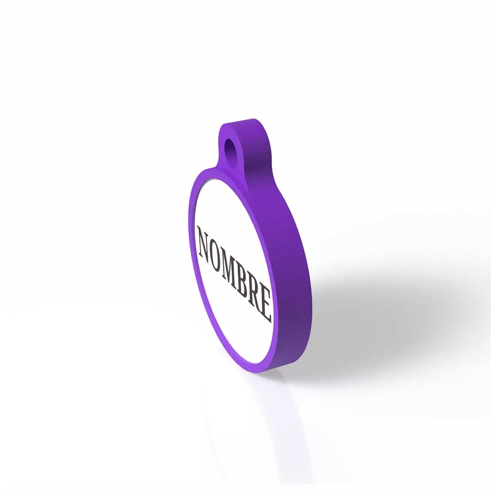 Chapita personalizada para perro – Modelo redonda color morada