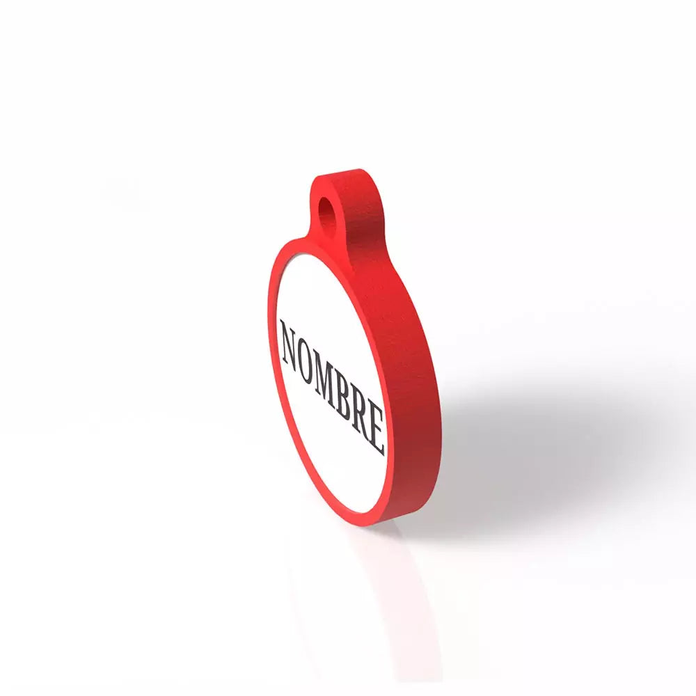 Chapita personalizada para perro – Modelo redonda color rojo