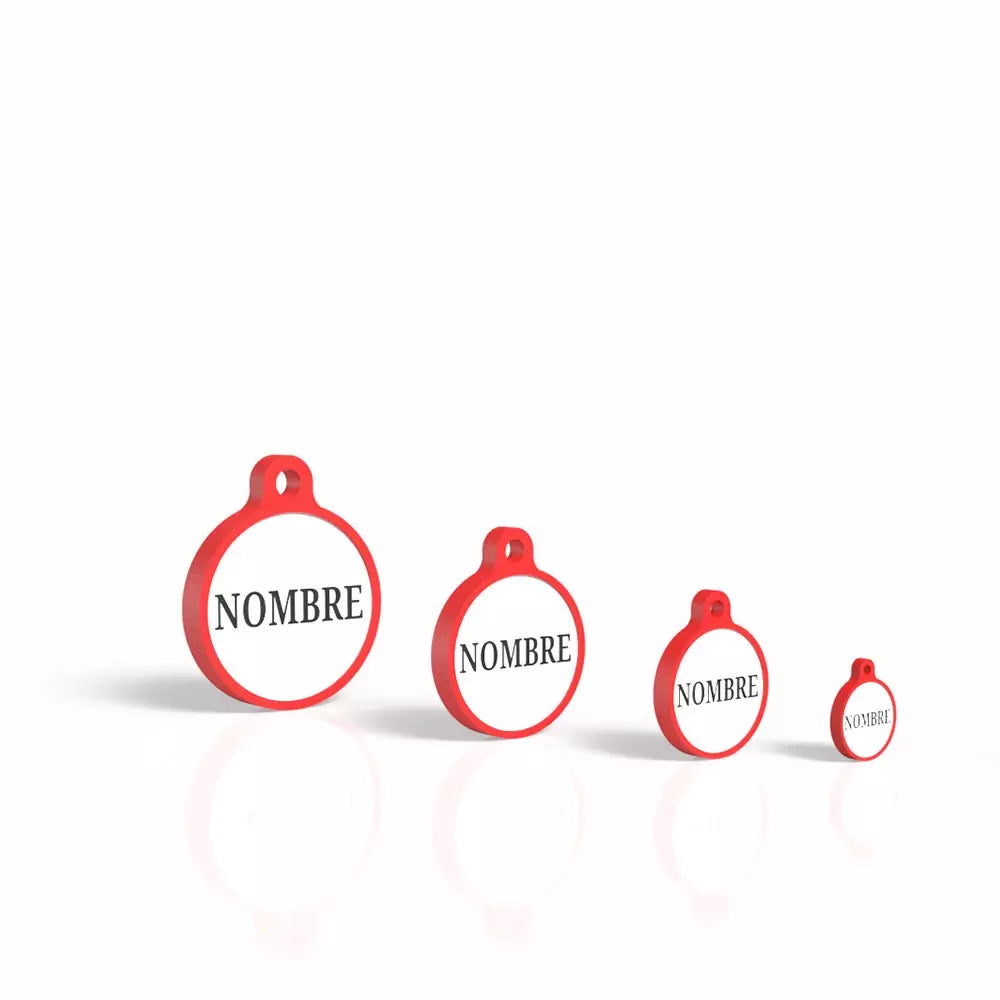 Chapita personalizada para perro – Modelo redonda color rojo