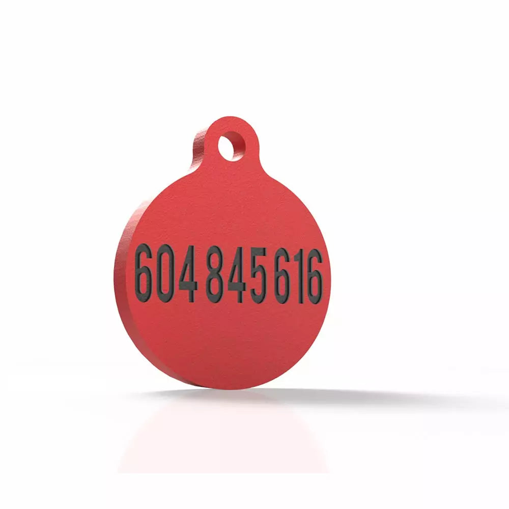 Chapita personalizada para perro – Modelo redonda color rojo