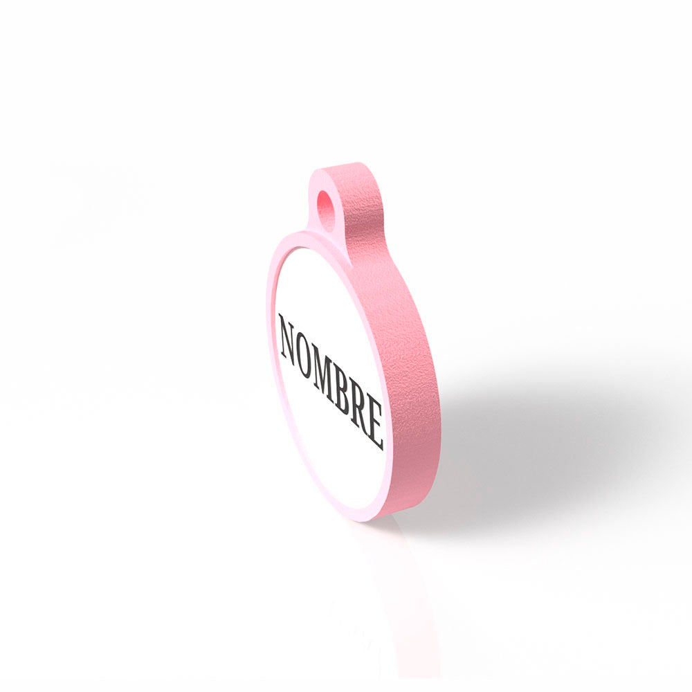 Chapita personalizada para perro – Modelo redonda color rosa palo