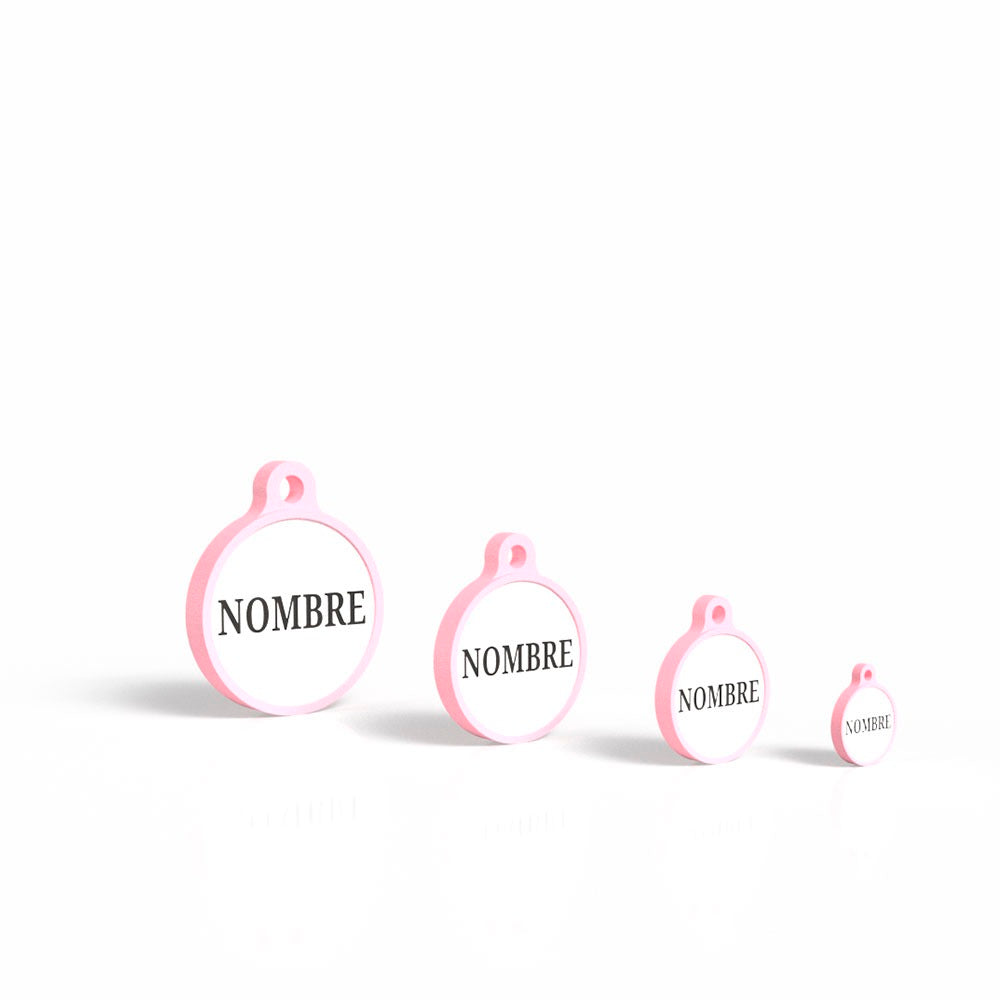 Chapita personalizada para perro – Modelo redonda color rosa palo