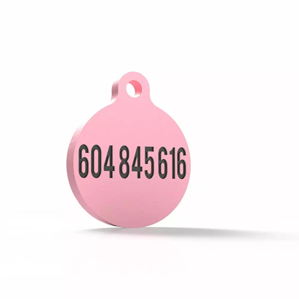 Chapita personalizada para perro – Modelo redonda color rosa palo