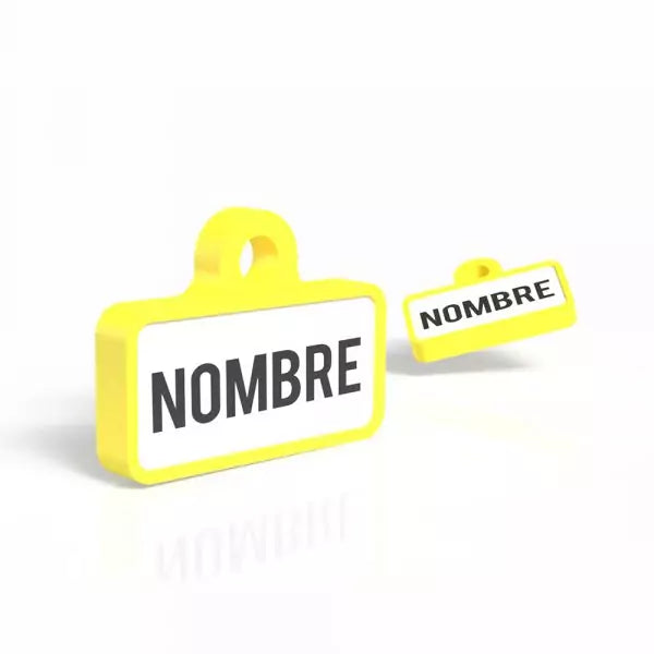 Chapita personalizada para perro – Modelo Retro color amarillo