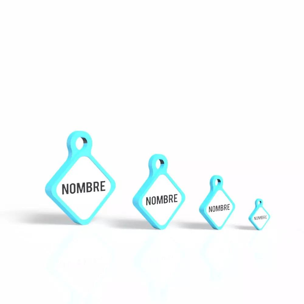 Chapita personalizada para perro – Rombo Scooby azul cielo