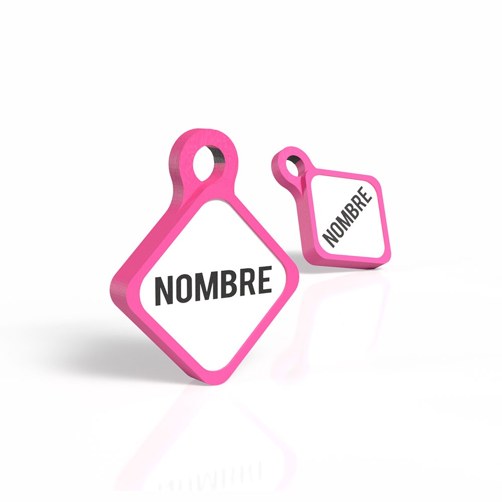 Chapita personalizada para perro – Rombo Scooby color fucsia