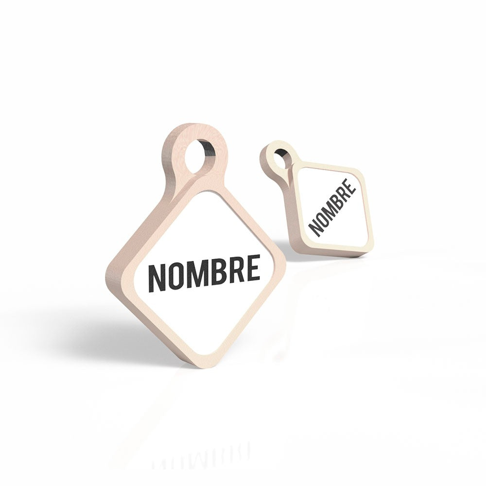 Chapita personalizada para perro – Rombo Scooby tono madera