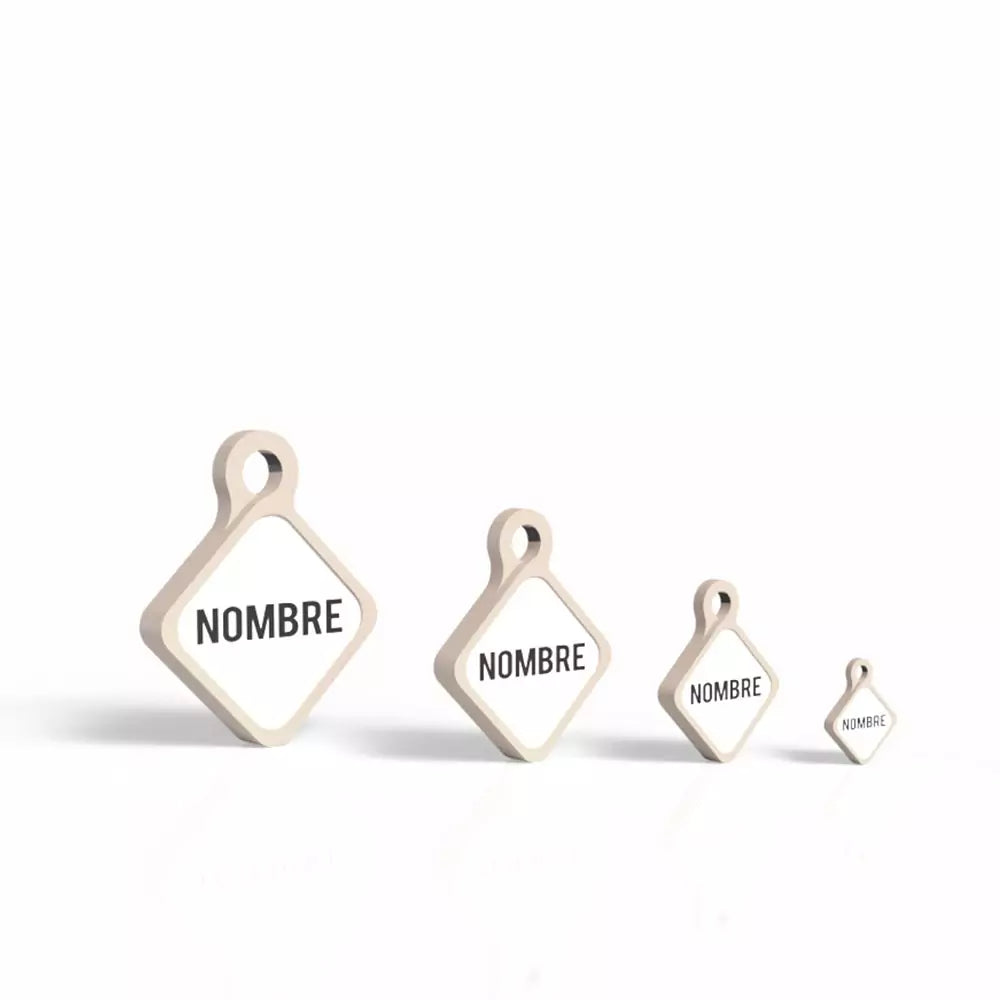 Chapita personalizada para perro – Rombo Scooby tono madera