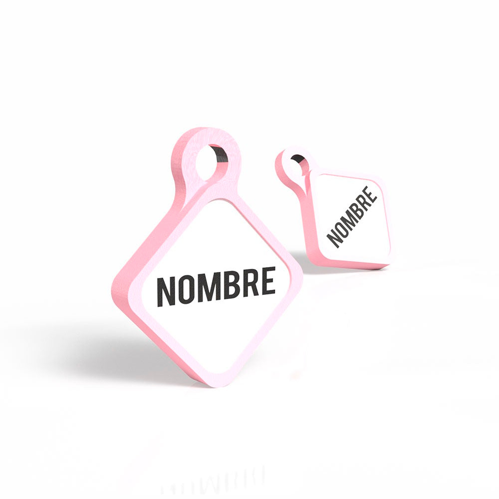 Chapita con forma de rombo scooby rosa palo