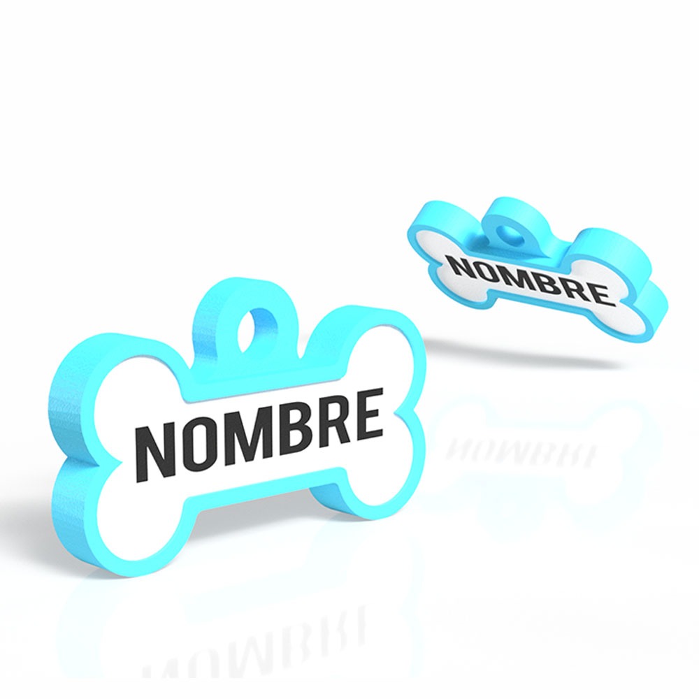 Chapita con forma de Huesito azul cielo