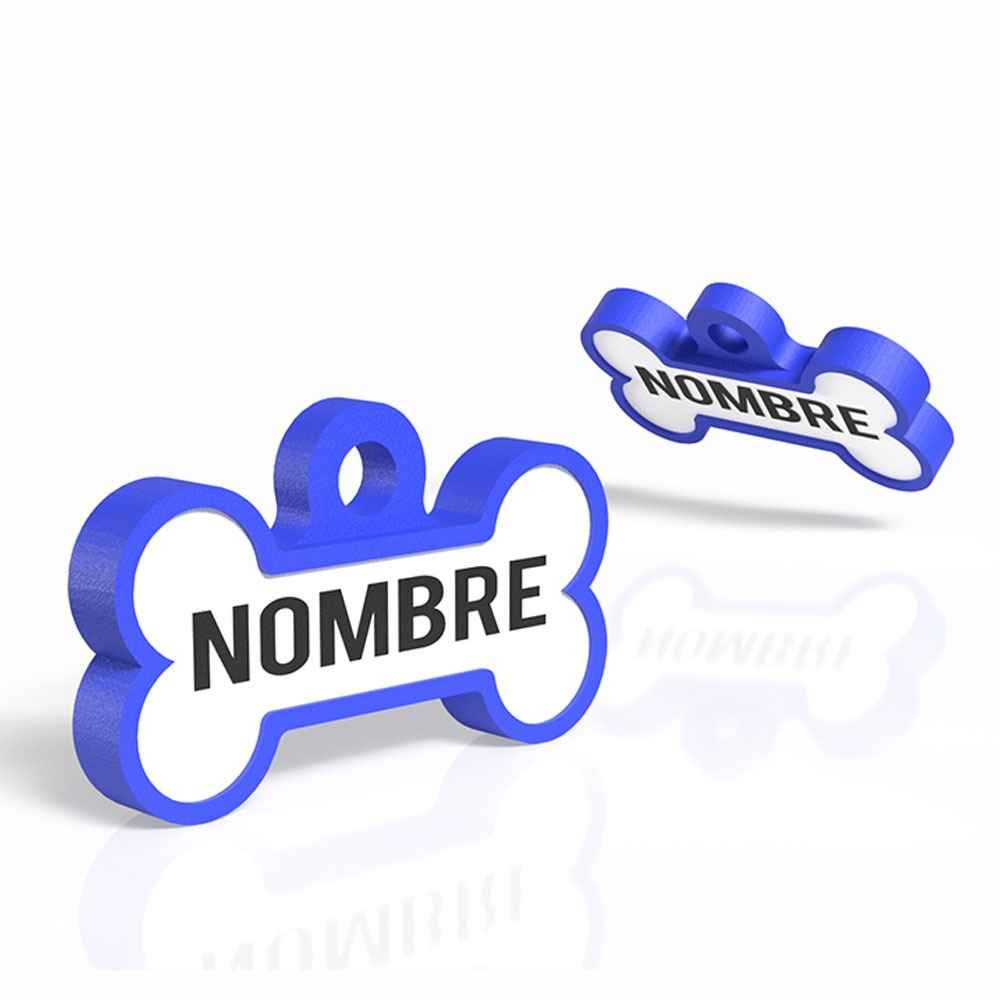 Chapita personalizada para perro – Modelo Huesito azul eléctrico