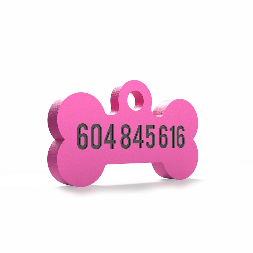 Chapita personalizada para perro – Modelo Huesito color fucsia