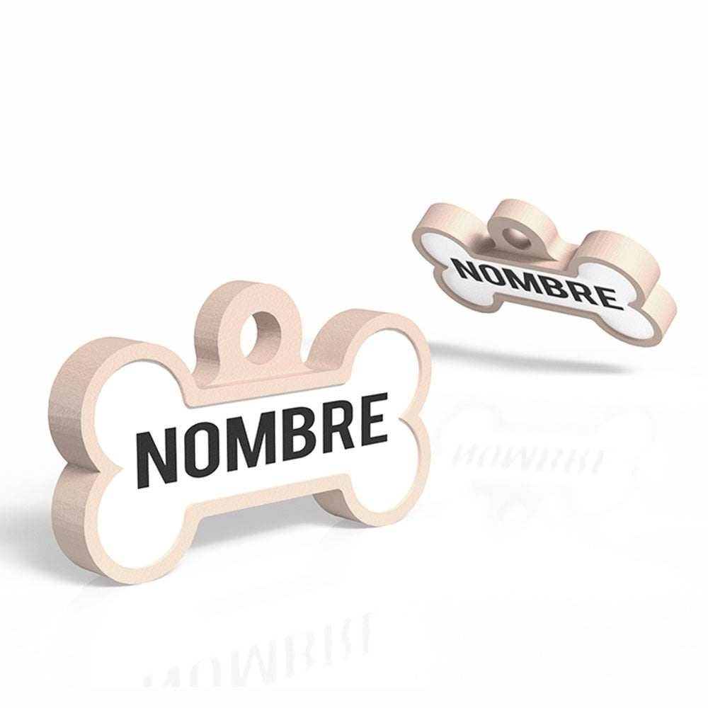 Chapa para perro huesito madera personalizada