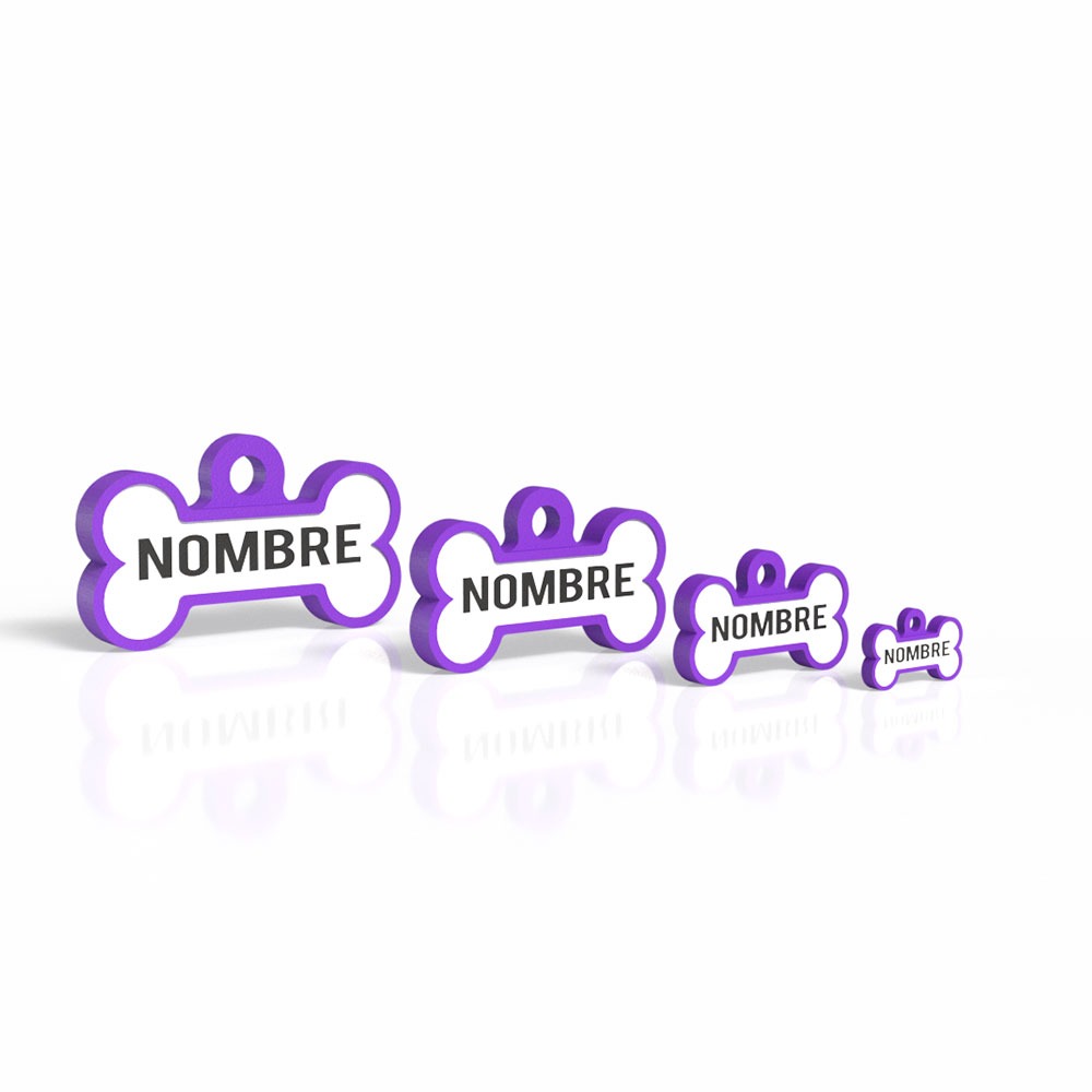 Chapita personalizada para perro – Modelo Huesito color morado