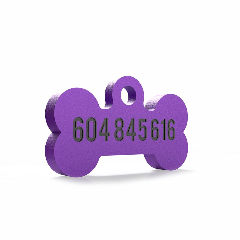 Chapita personalizada para perro – Modelo Huesito color morado