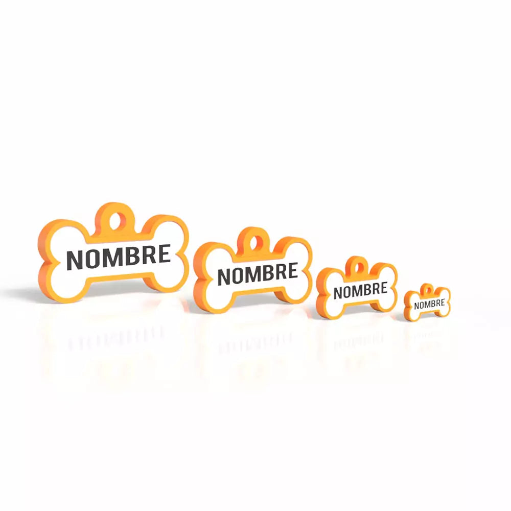 Chapita personalizada para perro – Modelo Huesito color naranja