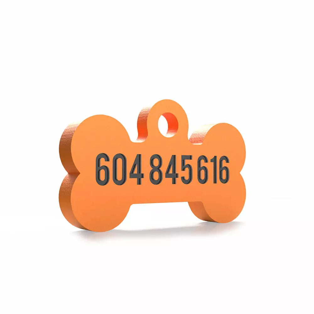 Chapita personalizada para perro – Modelo Huesito color naranja