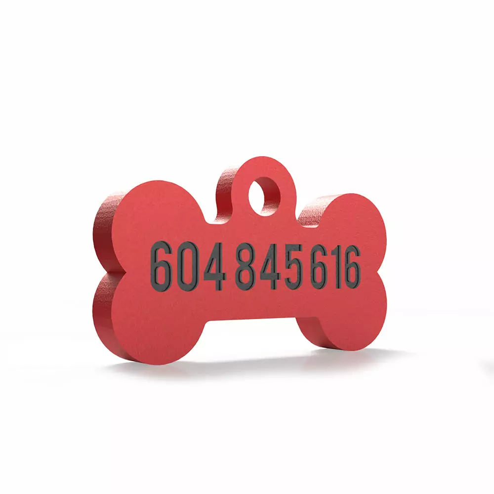 Chapita personalizada para perro – Modelo Huesito color rojo