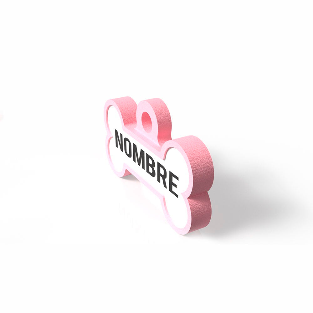 Chapita personalizada para perro – Modelo Huesito color rosa palo