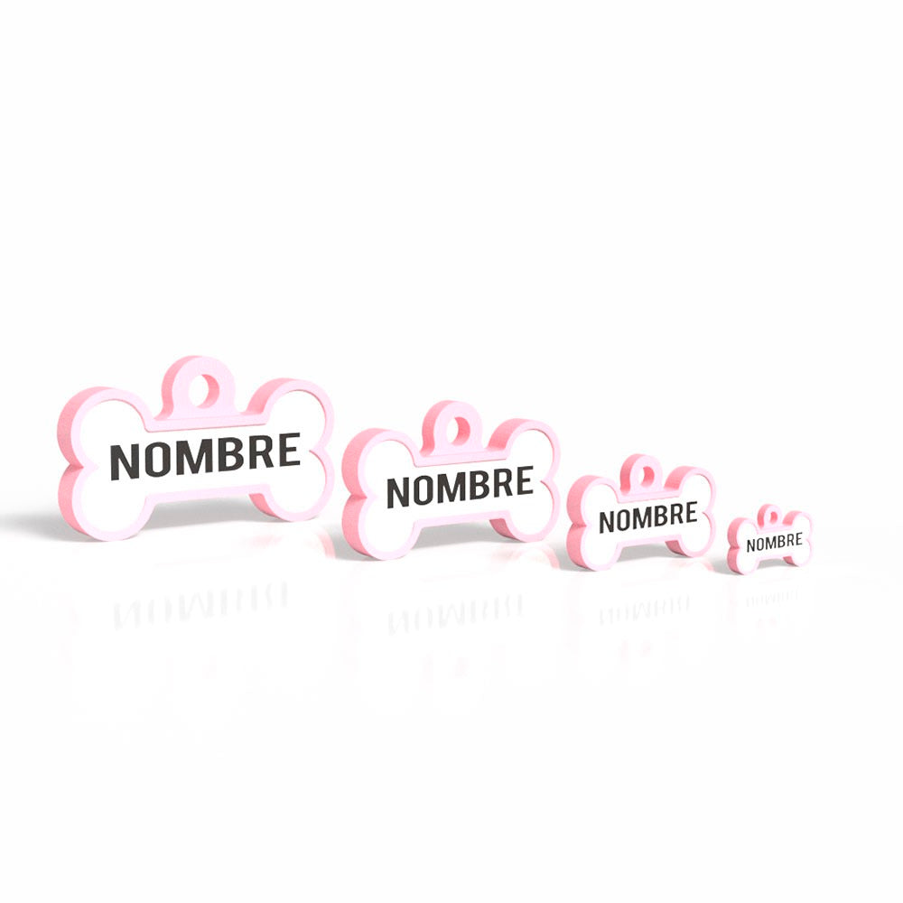 Chapita personalizada para perro – Modelo Huesito color rosa palo